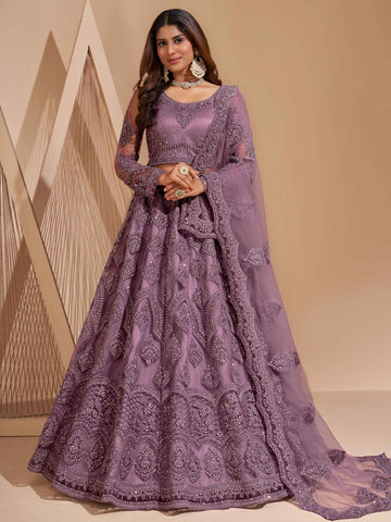  Lehenga - Net & Silk Embroidery