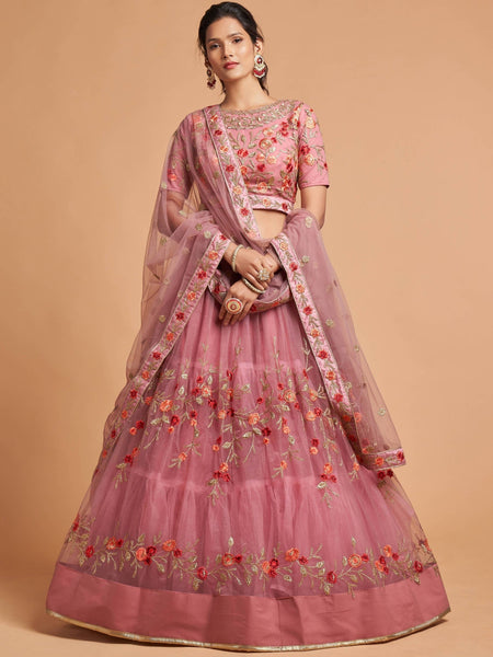  Lehenga Choli - Pink Soft Net Embroidery