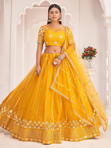 Plus-Sizes Lehenga Choli - Butterfly Net Embroidery