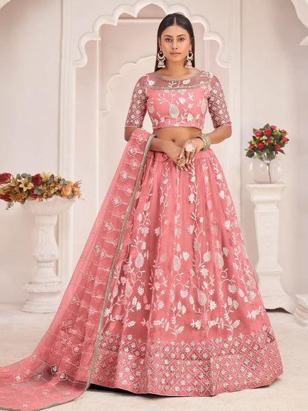 Lehenga Choli - Butterfly Net Embroidery
