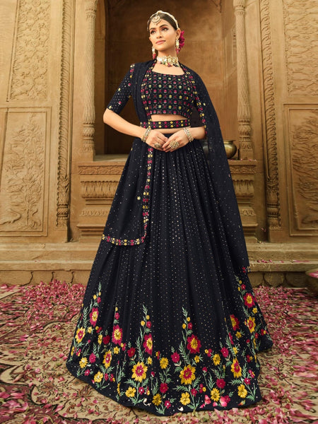 Plus-Sizes Lehenga Choli - Georgette Sequins Embroidery