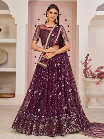 Soft Net Sequins Lehenga Choli