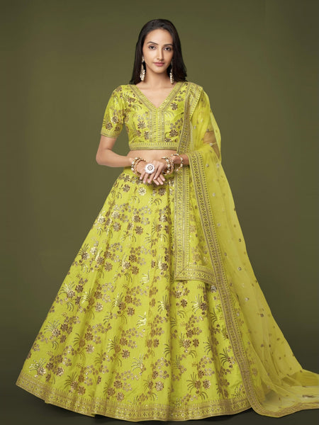 Plus-Sizes Lehenga Choli - Art Silk & Net Embroidery