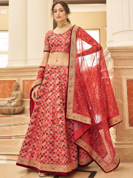 Plus-Sizes Lehenga Choli - Art Silk Embroidery