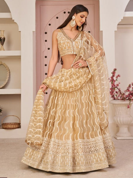 Plus-Sizes Lehenga Choli - Embroidered Butterfly Net
