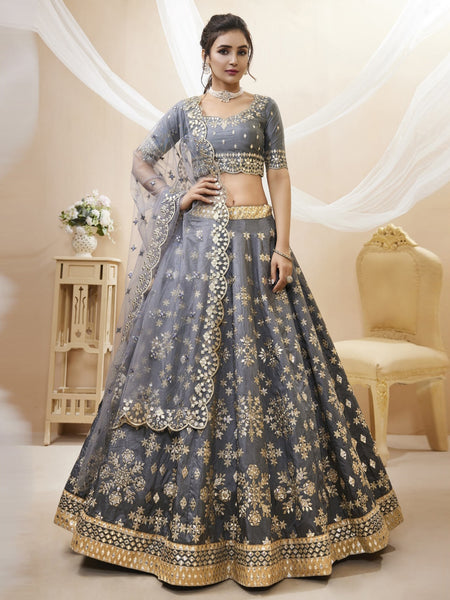 Plus-Sizes Lehenga Choli - Embroidery on Art Silk