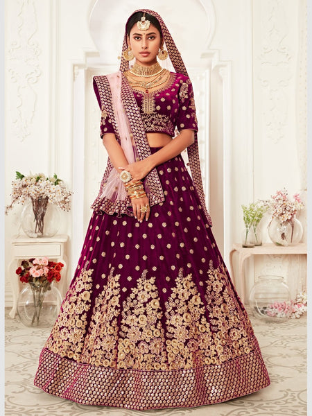 Lehenga Choli - Velvet Net Embroidery