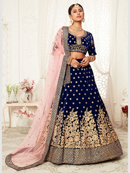 New Lehenga Choli - Velvet Net Embroidery