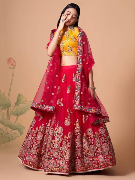 Plus-Sizes Lehenga Choli - Art Silk Embroidery