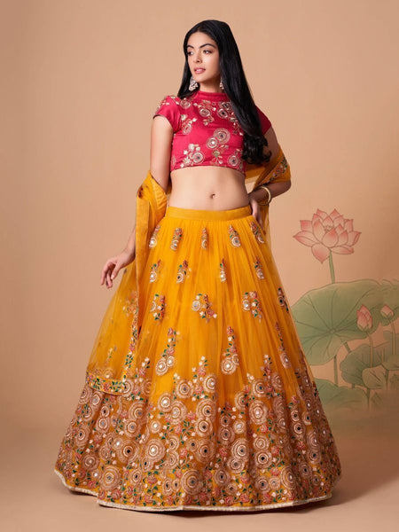 Plus-Sizes Lehenga Choli - Art Silk Embroidery
