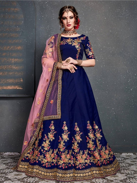 Lehenga Choli - Velvet & Net Embroidery