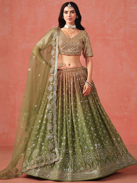 Plus-Sizes Lehenga Choli - Sequins Zari Embroidery