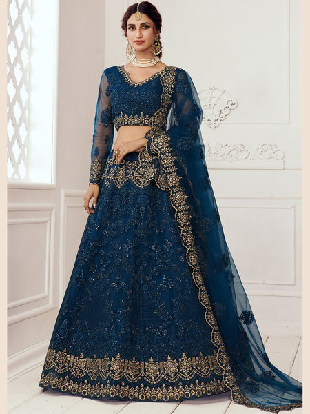 Plus-Sizes Lehenga Choli - Embroidery on Net & Silk