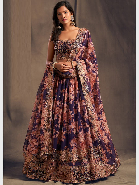 Plus-Sizes Lehenga Choli - Embroidery on Organza