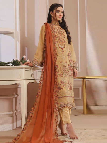 Pakistani Salwar Kameez - Premium Chiffon Embroidery