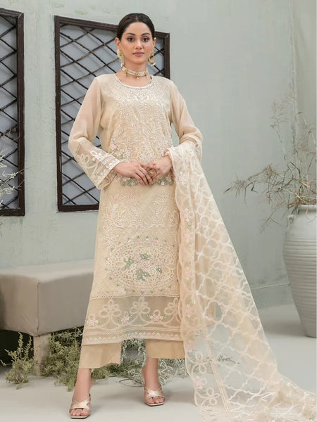 Pakistani Salwar Kameez - Tulin Embroidered Chiffon