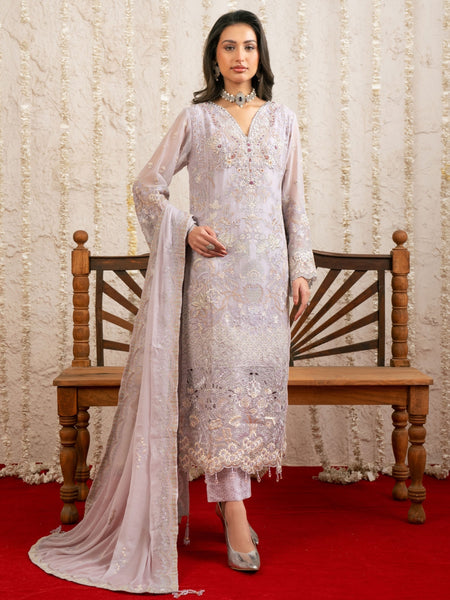  Salwar Kameez - Lavender Chiffon Intricate Threadwork