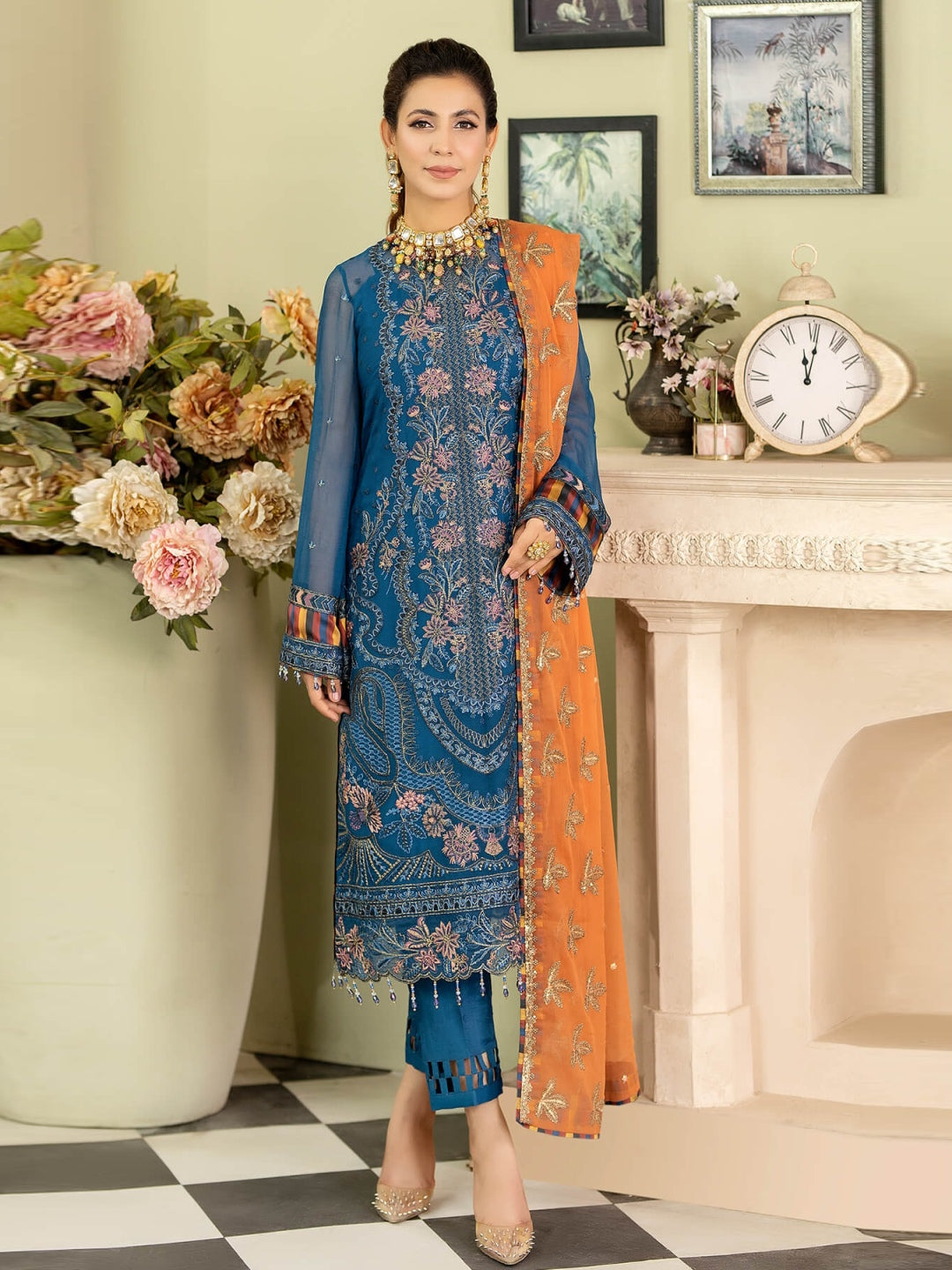 Designer Embroidered Chiffon Salwar Kameez Pakistani Dress C1009H Fabricoz Australia