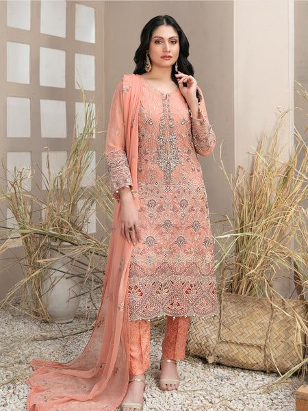 Pakistani Salwar Kameez - Embroidered Elegant Chiffon