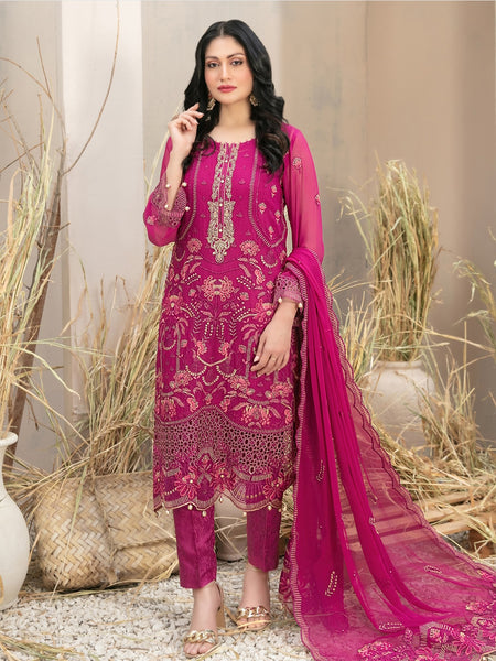Pakistani Salwar Kameez - Embroidered Elegant Chiffon