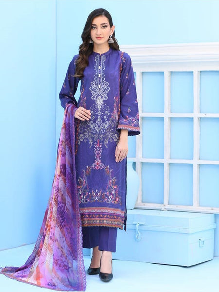 Pakistani Salwar Kameez - Lawn Embroidered