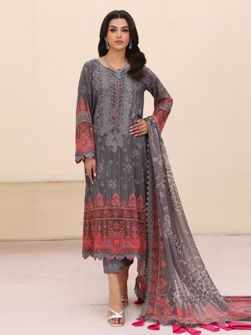 pakistani grey dress Pakistani Grey Dresses To Wear To A Wedding Charcoal Grey Chiffon Intricate Embroidered Straight Cut Elegant