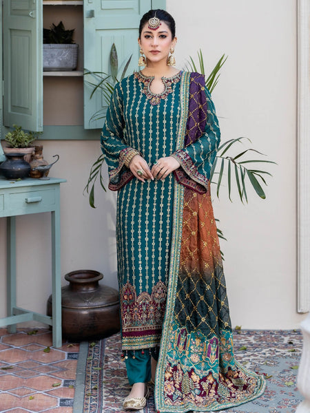  Pakistani Wedding Dress - Embroidered Chiffon Organza