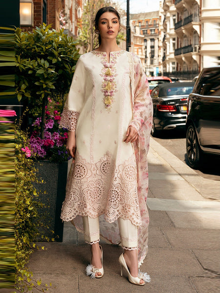 Pakistani Salwar Kameez - Embroidered Chikan Lawn