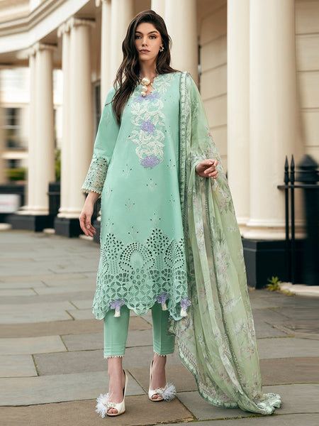 Pakistani Salwar Kameez - Embroidered Chikan Lawn