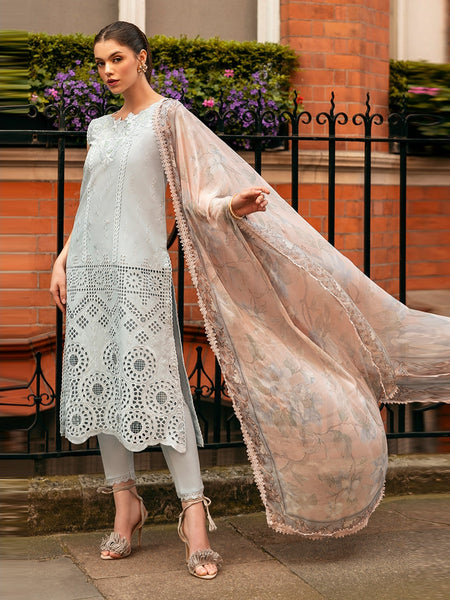 Pakistani Salwar Kameez - Embroidered Chikan Lawn