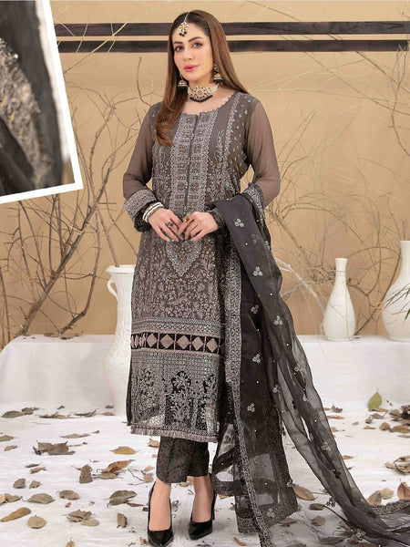  Salwar Kameez - Embroidered Chiffon Jacquard