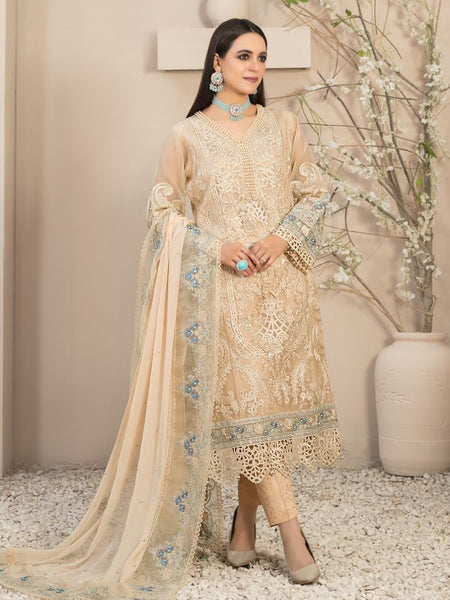 Pakistani Salwar Kameez - Embroidered Organza Jacquard