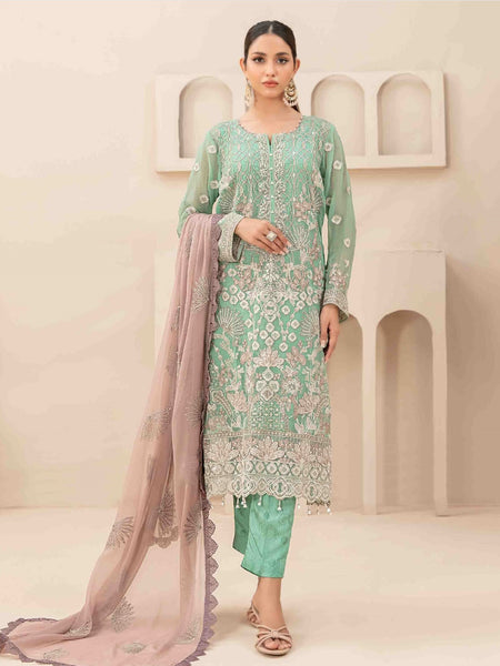 Pakistani Salwar Kameez - Embroidered Heavy Chiffon