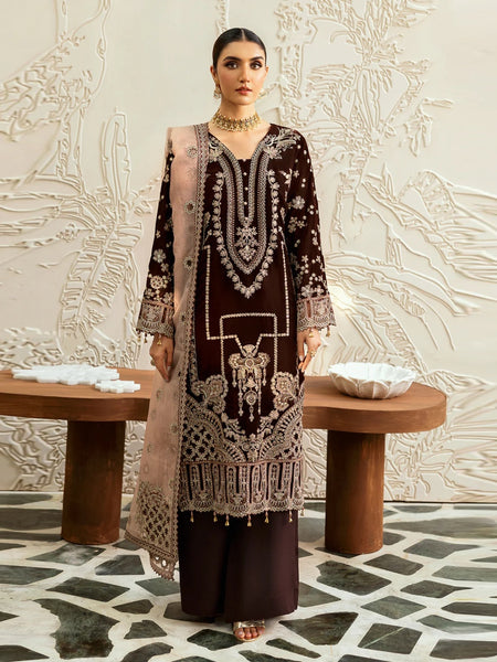 Pakistani Salwar Kameez - Embroidered Velvet Sequence