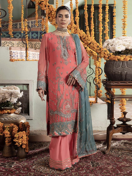 Pakistani Salwar Kameez - Festive Embroidered Chiffon