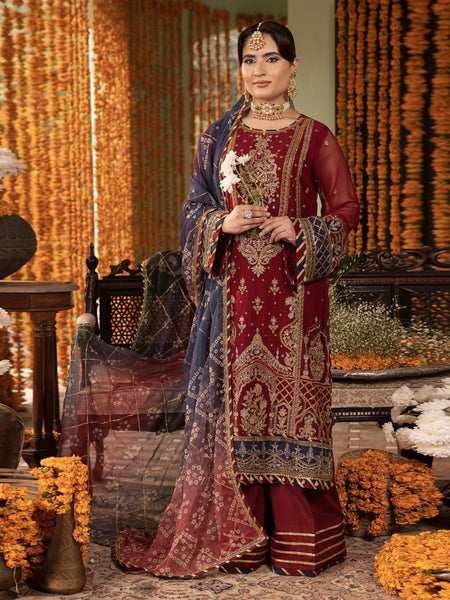 Pakistani Salwar Kameez - Festive Embroidered Chiffon
