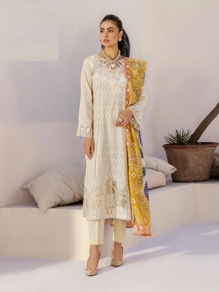  Pakistani Dress - Lawn Schiffli Embroidery