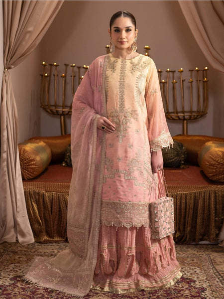 Pakistani Salwar Kameez - Embroidered Shaded Chiffon