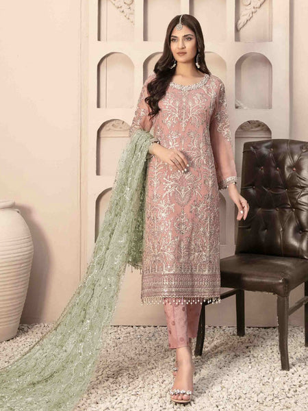 Pakistani Salwar Kameez - Chiffon Jacquard Embroidery