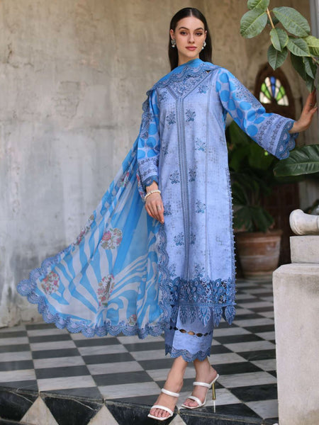 Blue Salwar Kameez - Embroidered Lawn Miraas