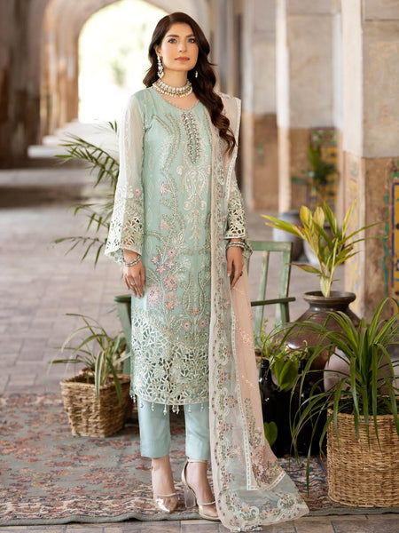 Pakistani Salwar Kameez - Chiffon Jacquard Embroidered