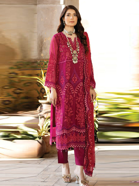 Pakistani Salwar Kameez - Chiffon Jacquard Embroidered