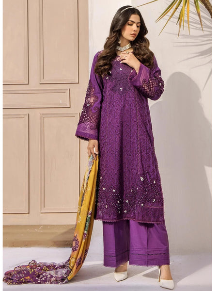 Pakistani Salwar Kameez - Lawn Schiffli Embroidery