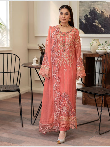 Pakistani Salwar Kameez - Hand Embellished Chiffon