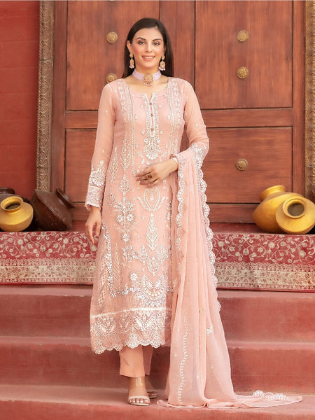 Pakistani Salwar Kameez - Fancy Embroidered Chiffon