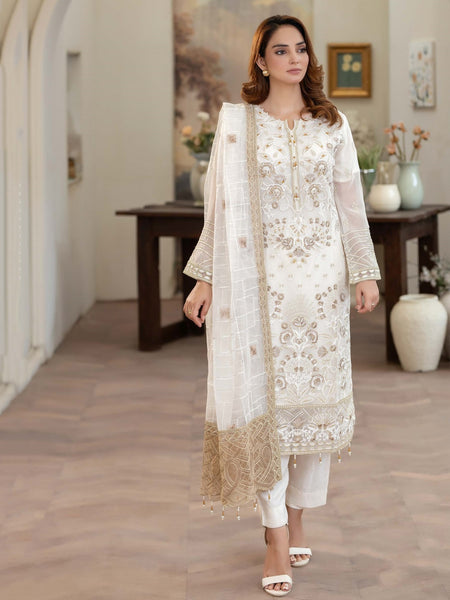 Plus-Sizes Pakistani Dress - Chiffon Jacquard Embroidery