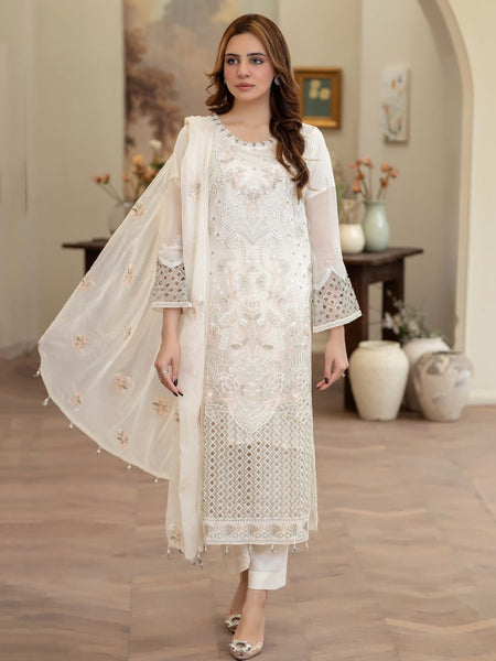 Plus-Sizes Pakistani Dress - Chiffon Jacquard Embroidery
