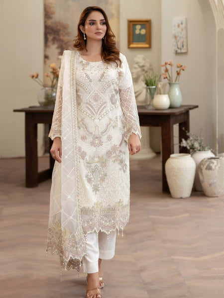 Plus-Sizes Pakistani Dress - Chiffon Jacquard Embroidery