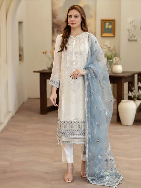 Plus-Sizes Pakistani Dress - Chiffon Jacquard Embroidery