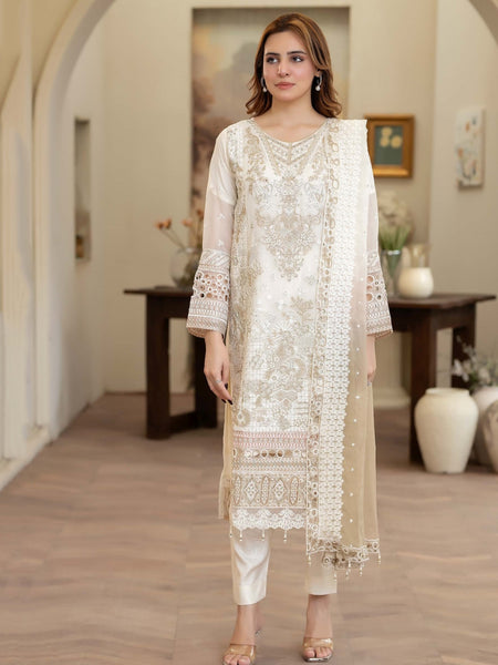 Plus-Sizes Pakistani Dress - Chiffon Jacquard Embroidery